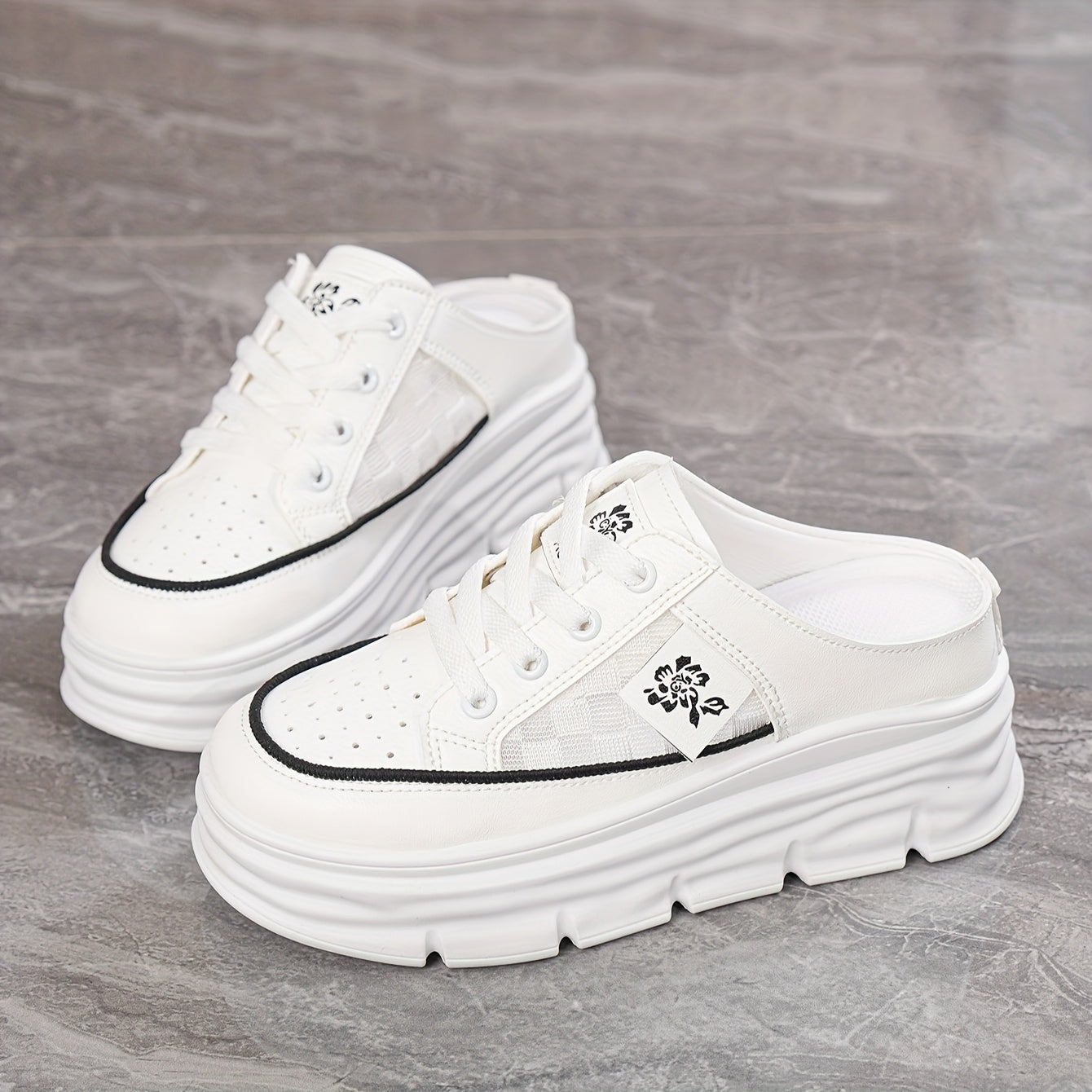 Sneakers - White Synthetic Cover Slip-On Flats with Breathable Mesh & EVA Cushioning, Round Toe Comfortable Walking Shoes for Casual Attire, Sports & Errands, Comfortable Flats | Laceup Sneakers | Synthetic Cover Shoes