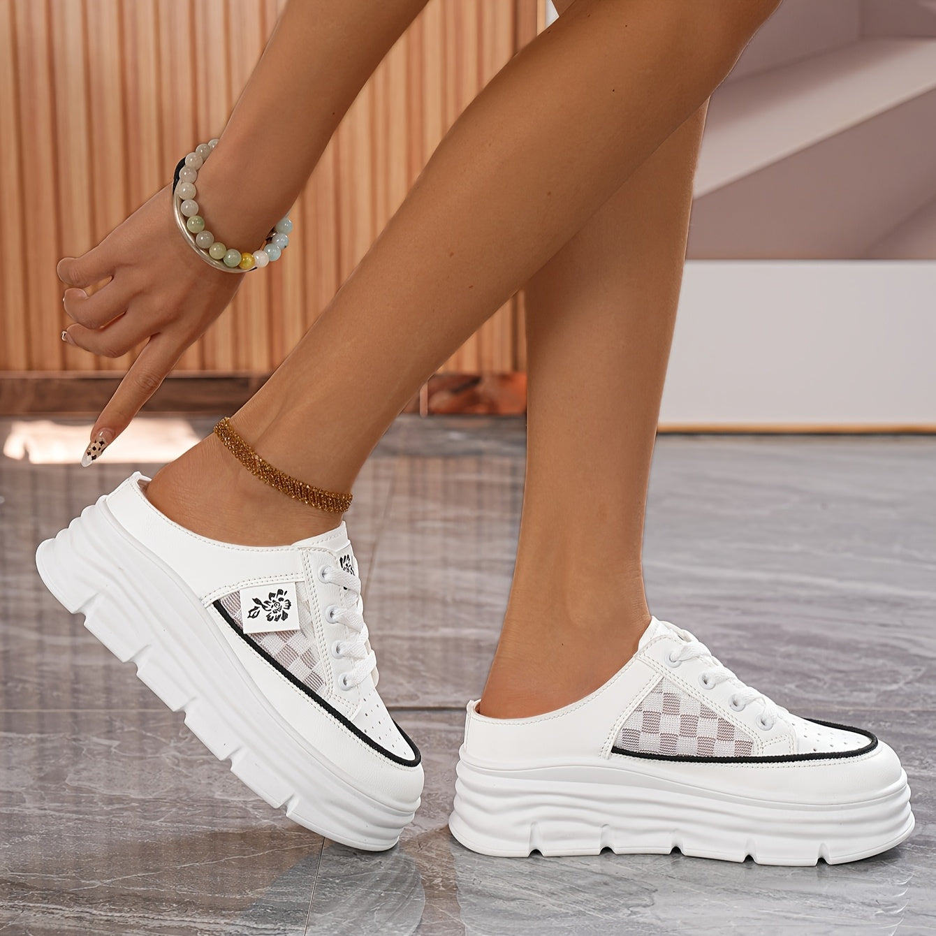 Sneakers - White Synthetic Cover Slip-On Flats with Breathable Mesh & EVA Cushioning, Round Toe Comfortable Walking Shoes for Casual Attire, Sports & Errands, Comfortable Flats | Laceup Sneakers | Synthetic Cover Shoes