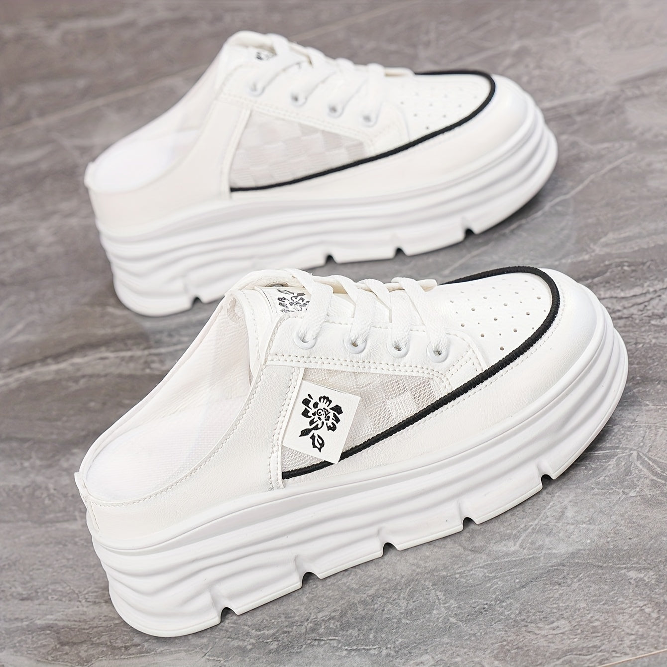 Sneakers - White Synthetic Cover Slip-On Flats with Breathable Mesh & EVA Cushioning, Round Toe Comfortable Walking Shoes for Casual Attire, Sports & Errands, Comfortable Flats | Laceup Sneakers | Synthetic Cover Shoes